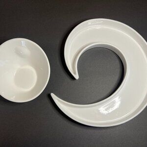 Lot of 2 Ceramic Faria & Bento Earthenware Swirl Serving Tray & HB Slanted Bowl